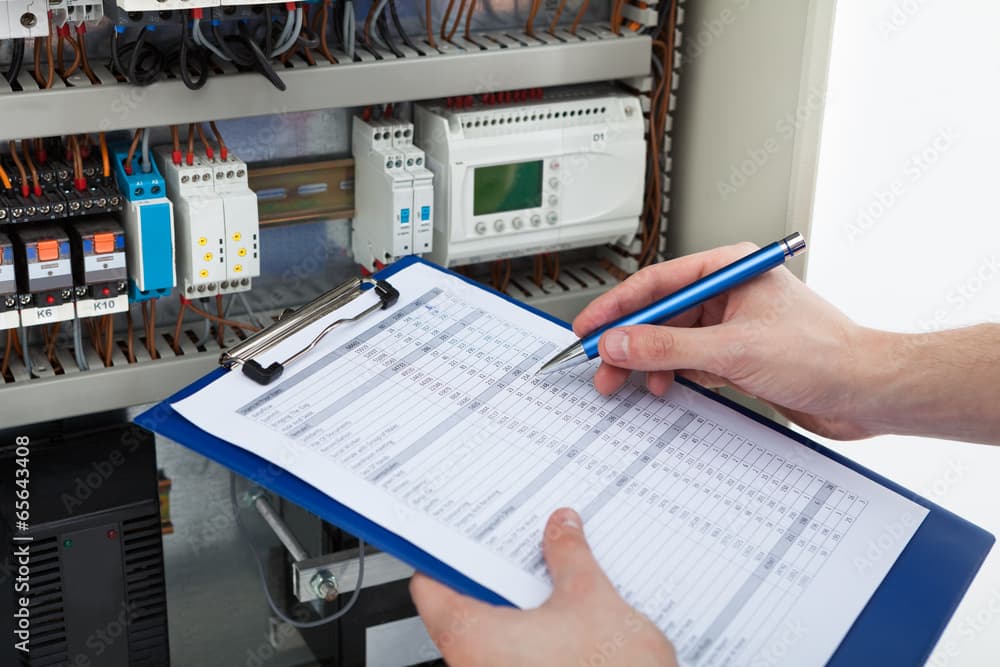 Electrician testing consumer unit
