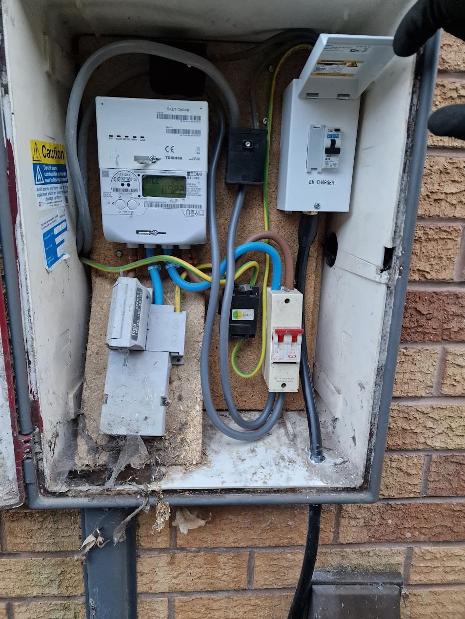 EV charger circuit installed from the meter box with tidy terminations