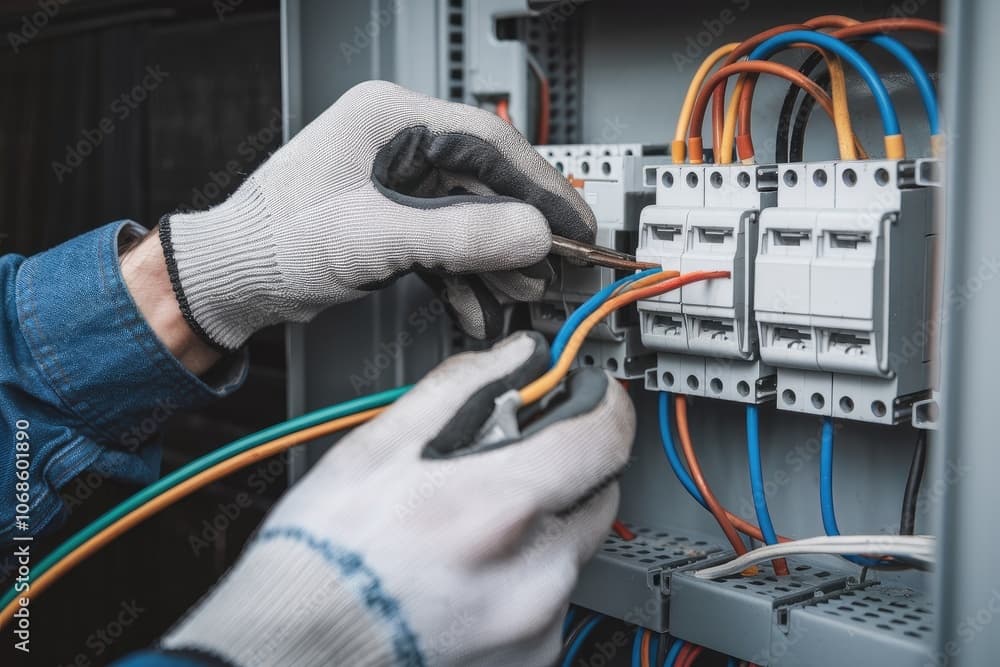 Electrician performing detailed rewiring