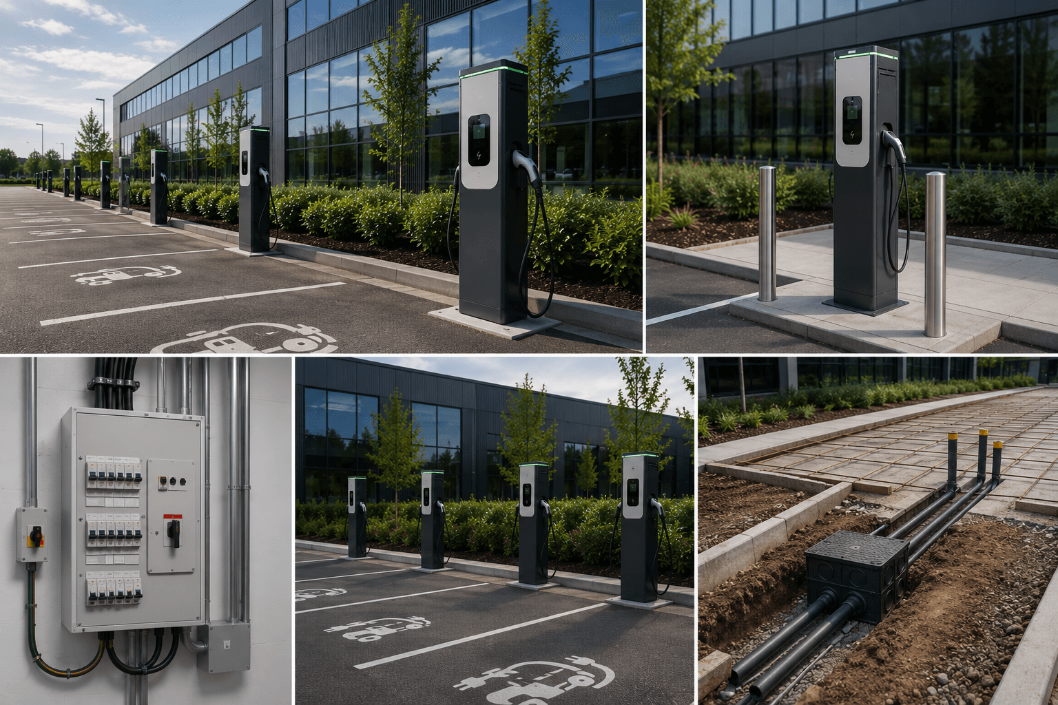 Underground ducts being installed for future EV charger circuits