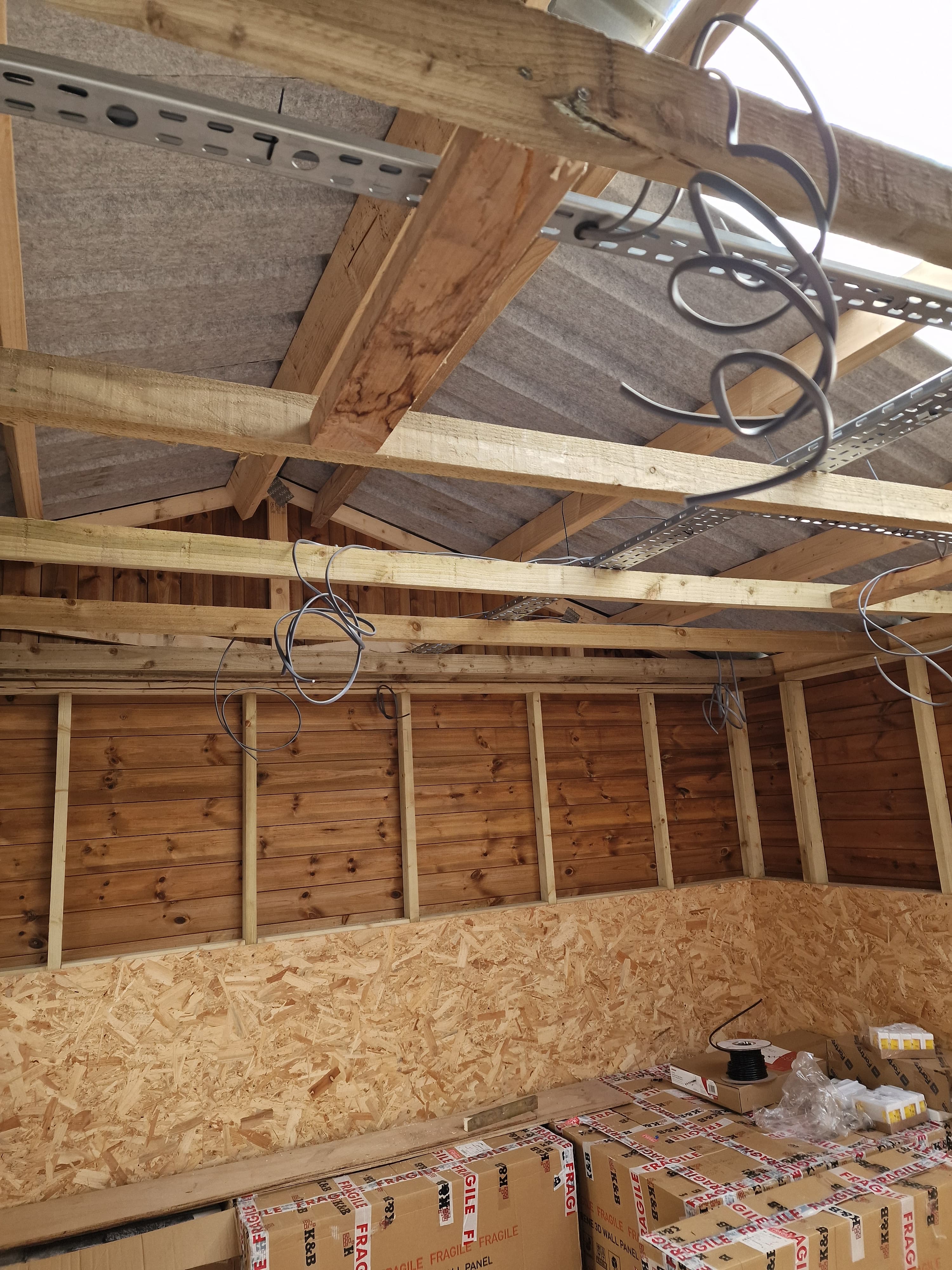 Steel cable tray and first-fix electrical cabling