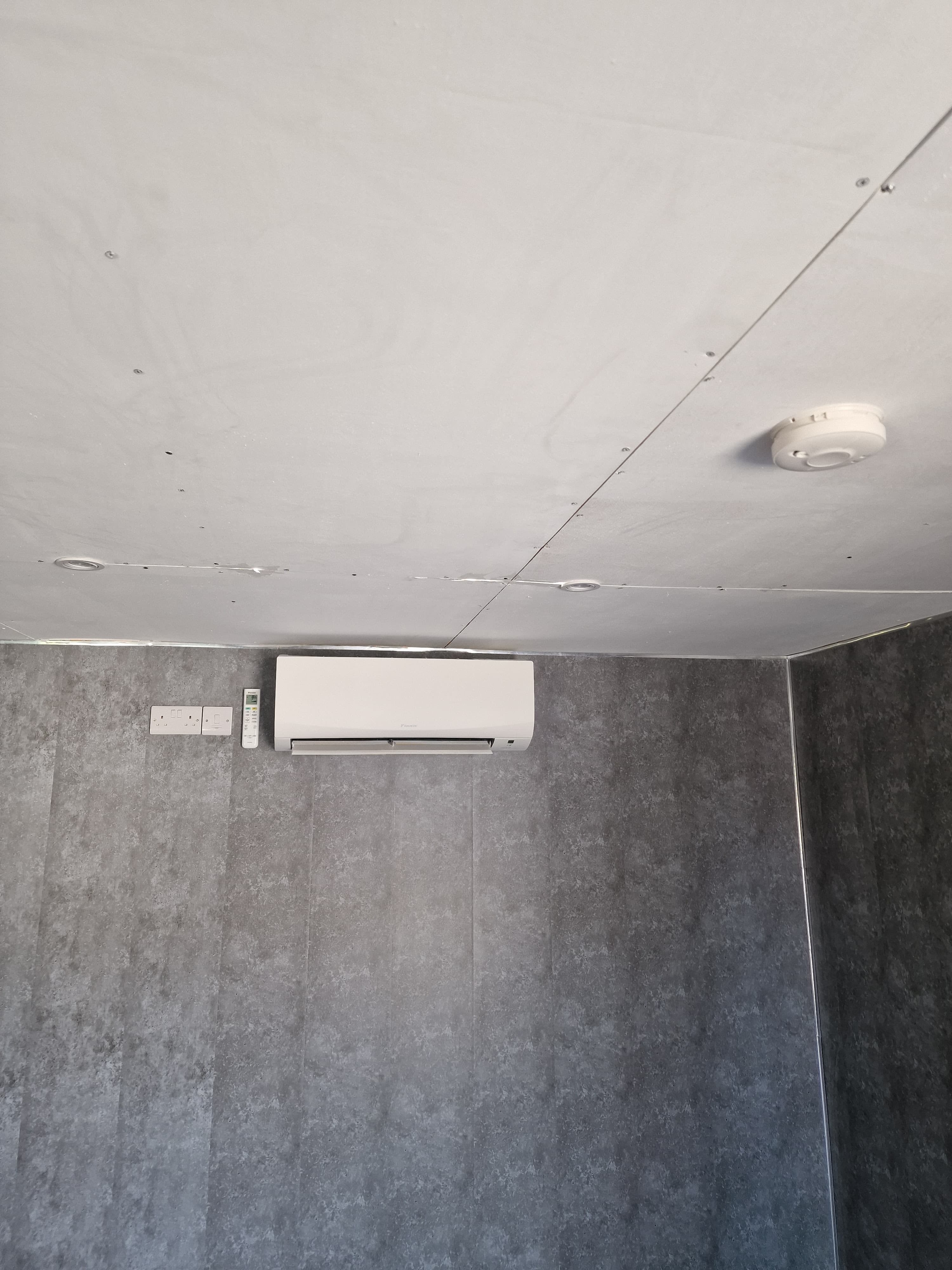 Completed kennel room with lighting, sockets and air conditioning