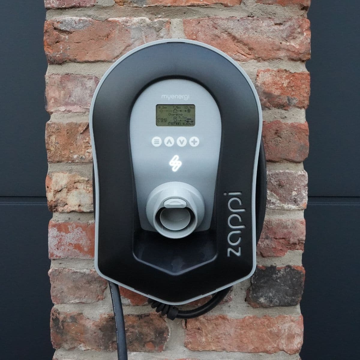 MyEnergi Zappi installed on an exterior wall at a domestic property